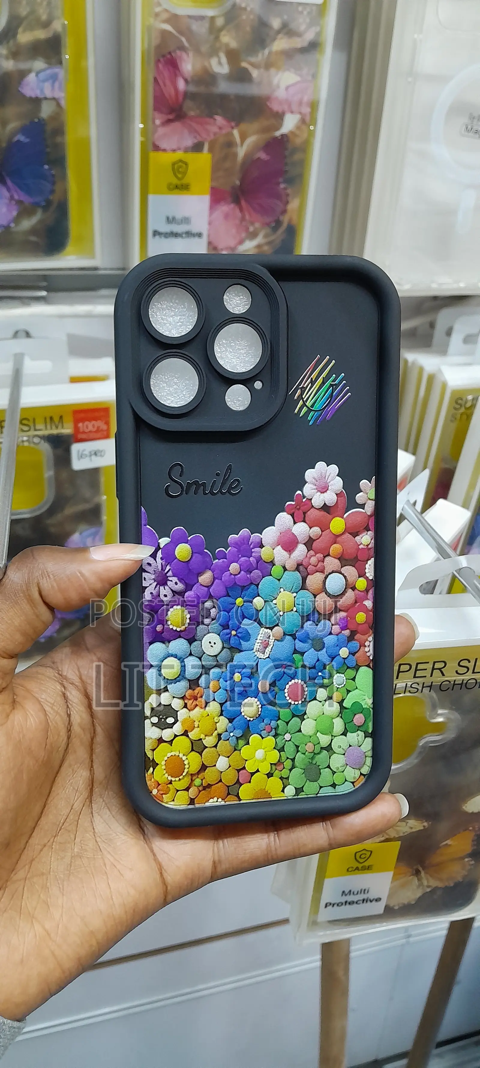 3D Colorful Flower-Themed Protective Phone Case for 11,12,13 Pro Max