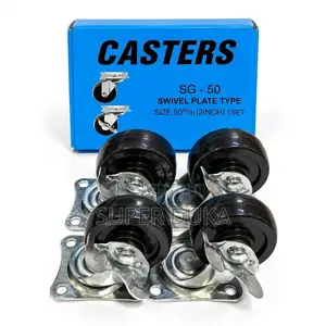 2 Inch 4pcs Caster Wheels Brake Swivel Plate Trolley Furniture SG-50