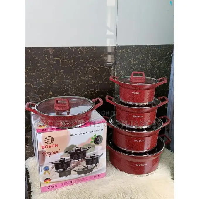 Bosch Bosch 10-Piece Red Granite Non-Stick Cookware Set With Lids