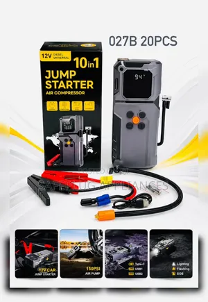 Portable 10-in-1 Vehicle Battery Jump Starter