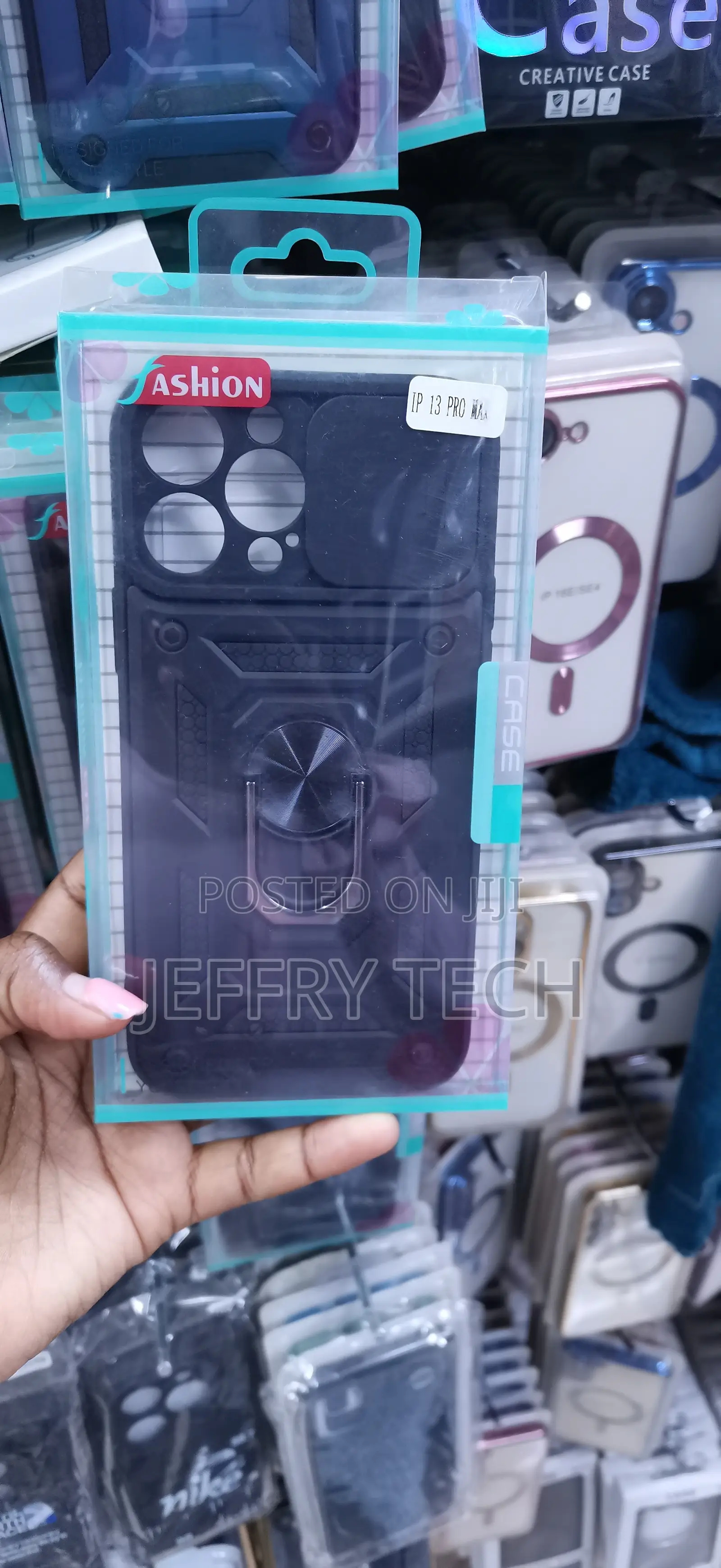 Black Case With a Sliding Camera Cover Ring for iPhone 13 Pro Max