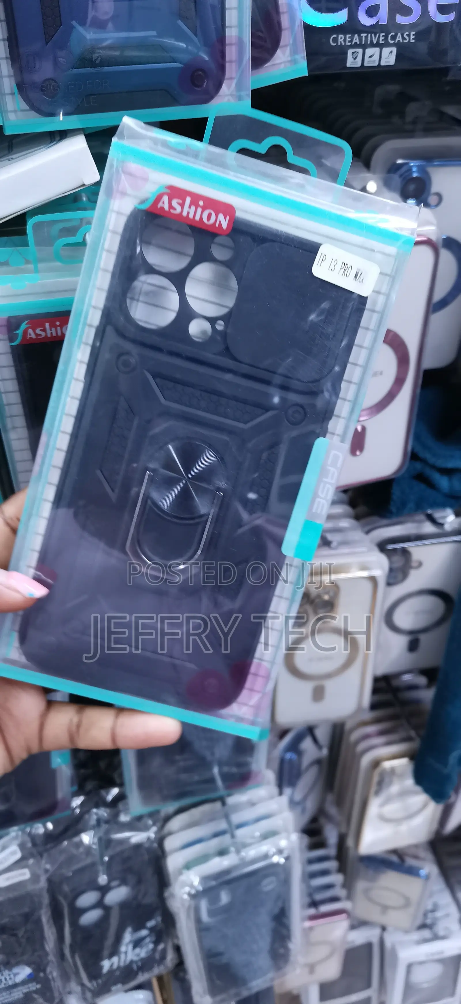 Black Case With a Sliding Camera Cover Ring for iPhone 13 Pro Max