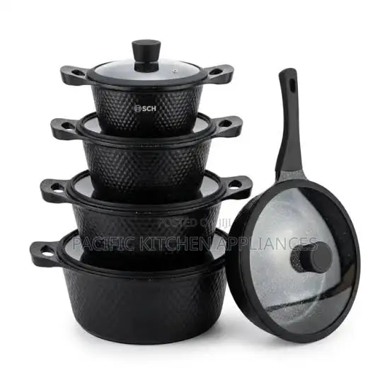11pc Bosch Cookware With a Silicone Lid Covers and 1 PC Wooden Spatula