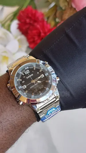 Black Face With Silver Straps Casio Dual Time Gents Watch