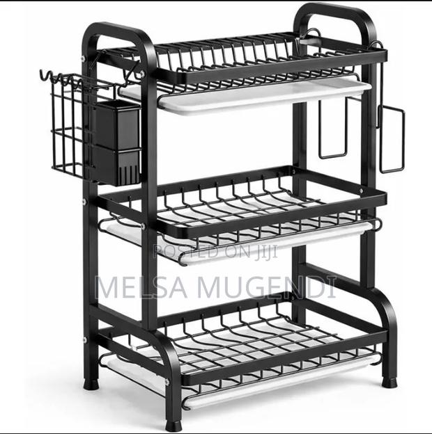 Kitchen Plate Drainer With 3 Storage Tiers - main view