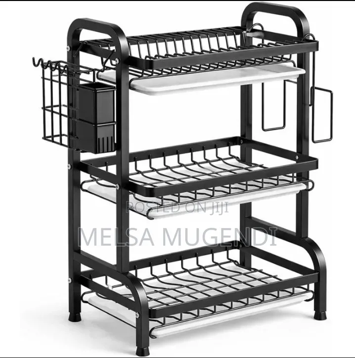 Kitchen Plate Drainer With 3 Storage Tiers
