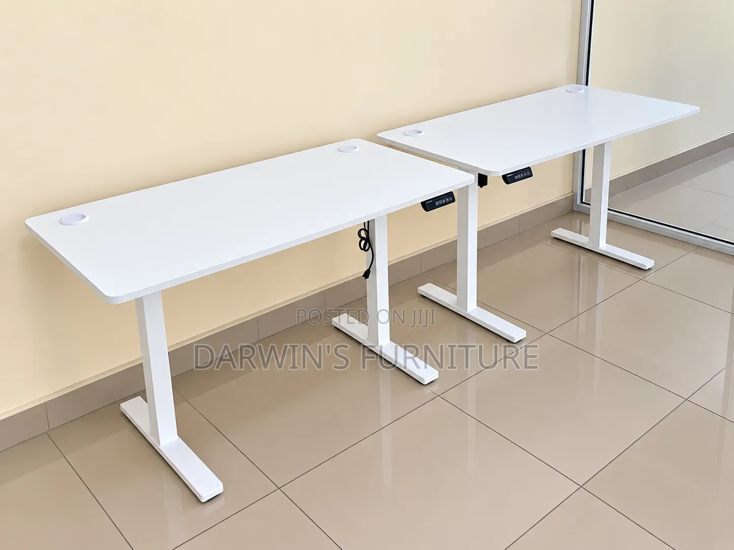 White Adjustable Electric Standing Table
