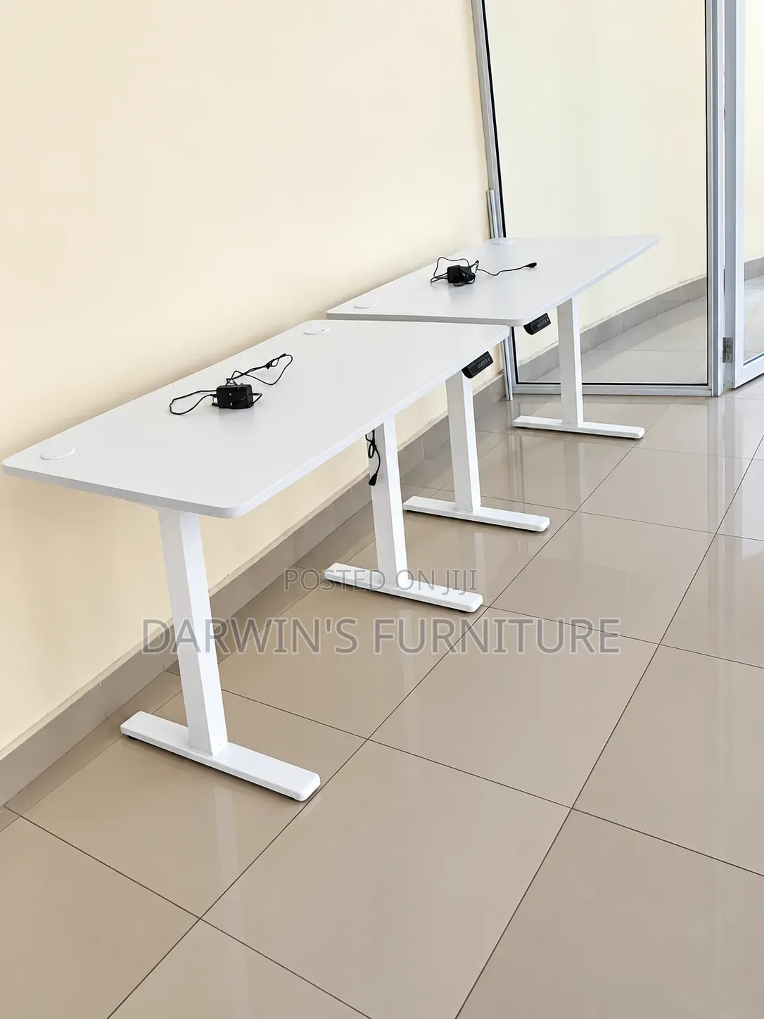 White Adjustable Electric Standing Table
