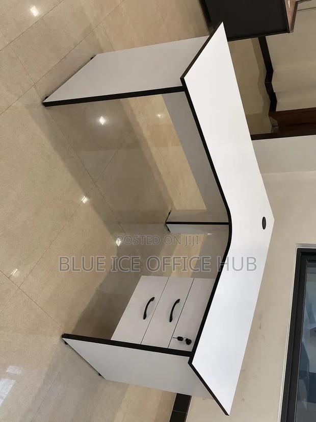 L Shaped Office Desk – White Corner Computer Table With Drawers - thumbnail 3