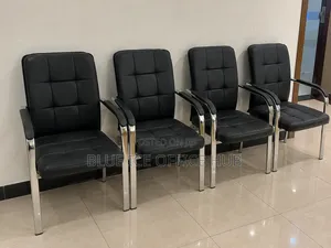 Black Leather Visitor Chair – Office Reception and Meeting Chair