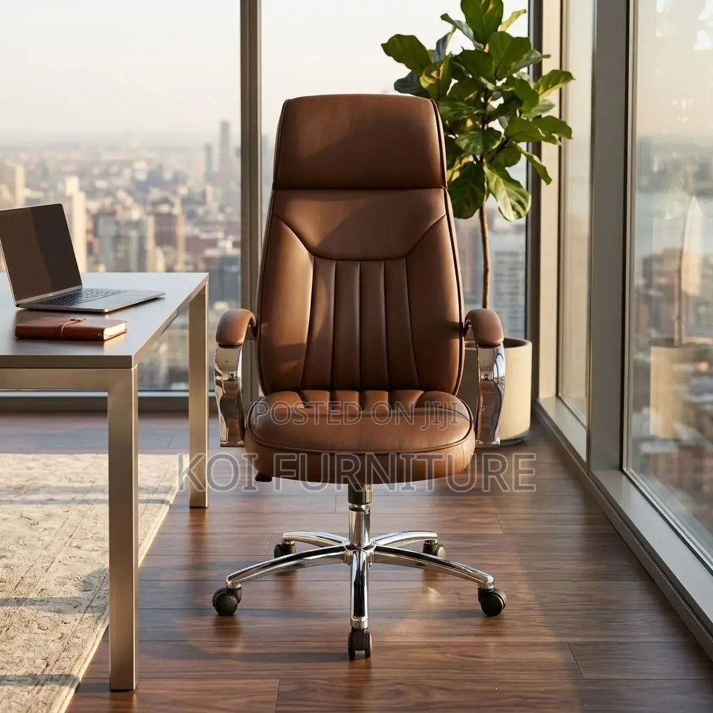 Office Chairs; Brown High-Back Apex Executive Office Seat