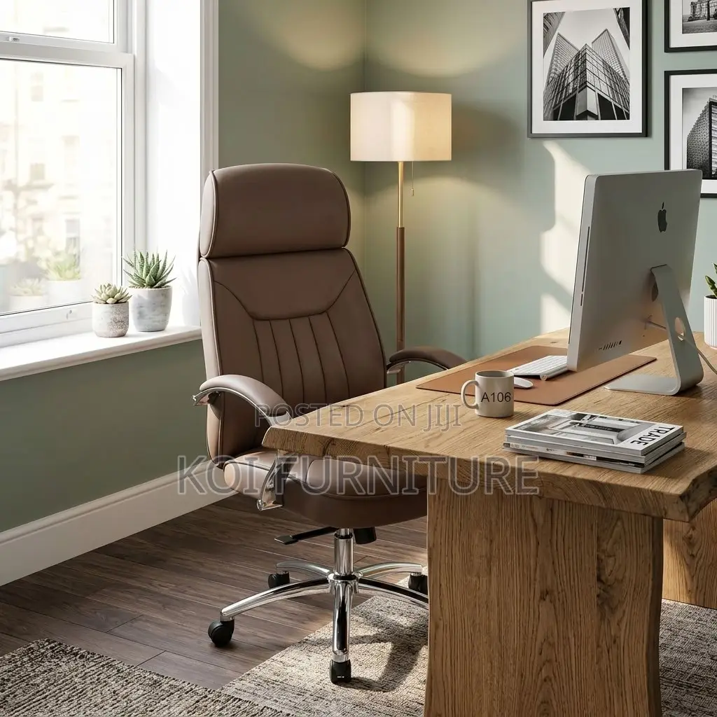 Office Chairs; Brown High-Back Apex Executive Office Seat