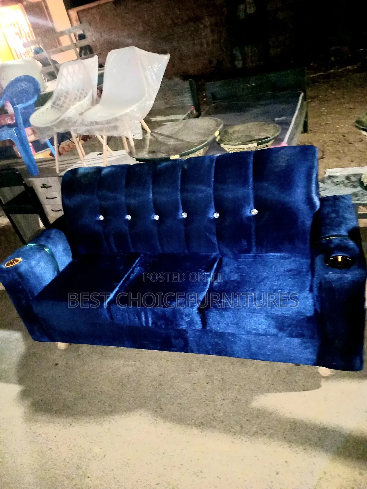 3 Seater Blue With Cups Holder