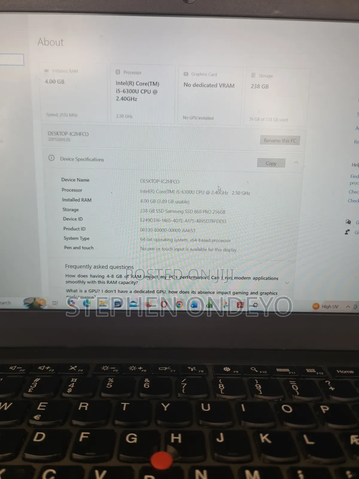 Laptop Lenovo ThinkPad X260 4GB Intel Core i5 SSD 256GB