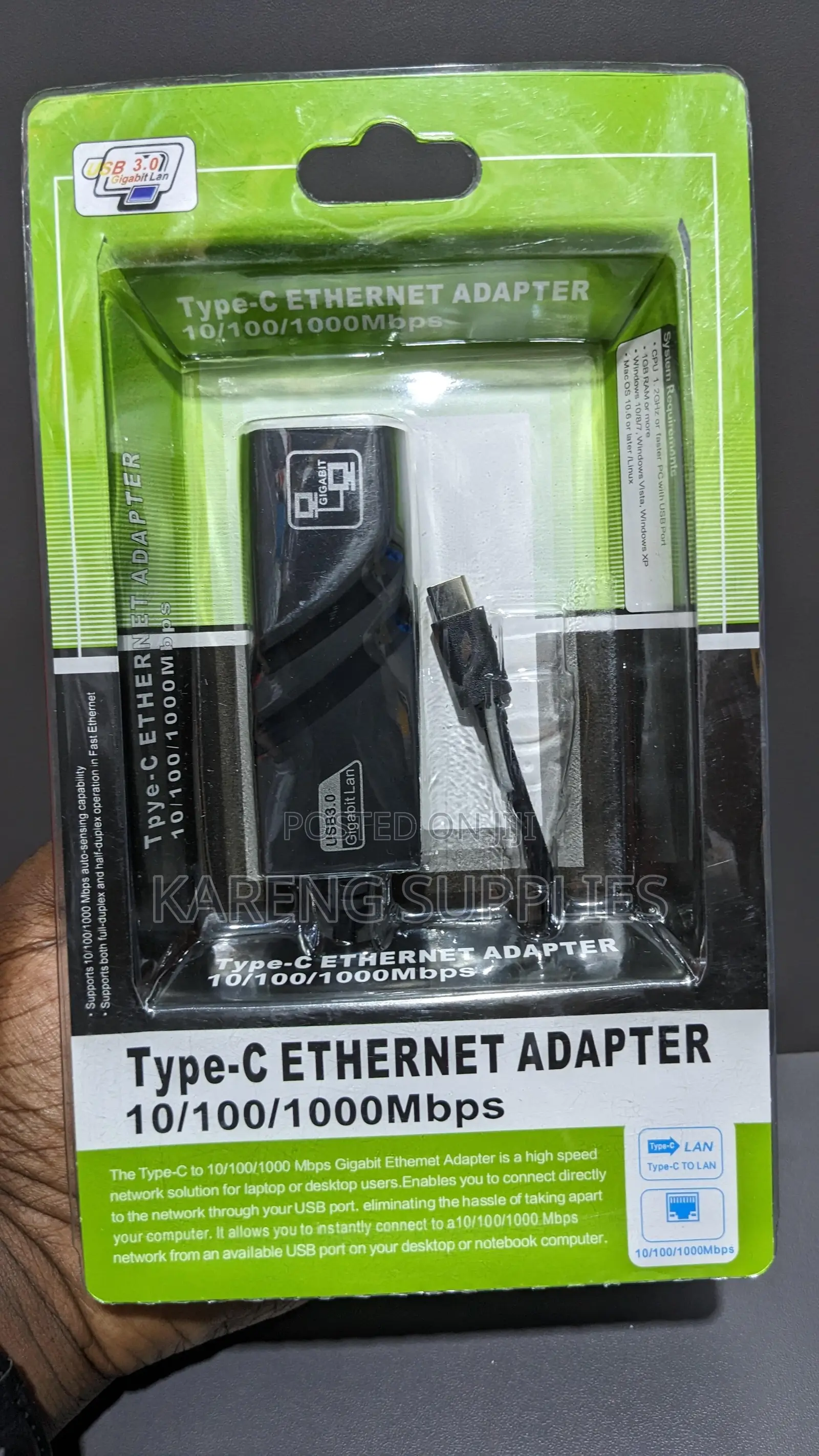Type-C to RJ45 Gigabit Ethernet Adapter