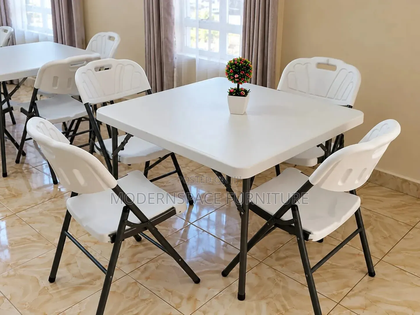 White Folding Tables and Chairs
