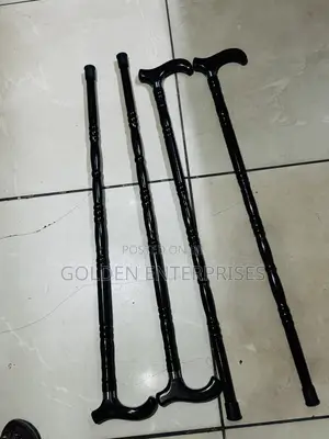 Durable Black Wooden Support Walking Sticks