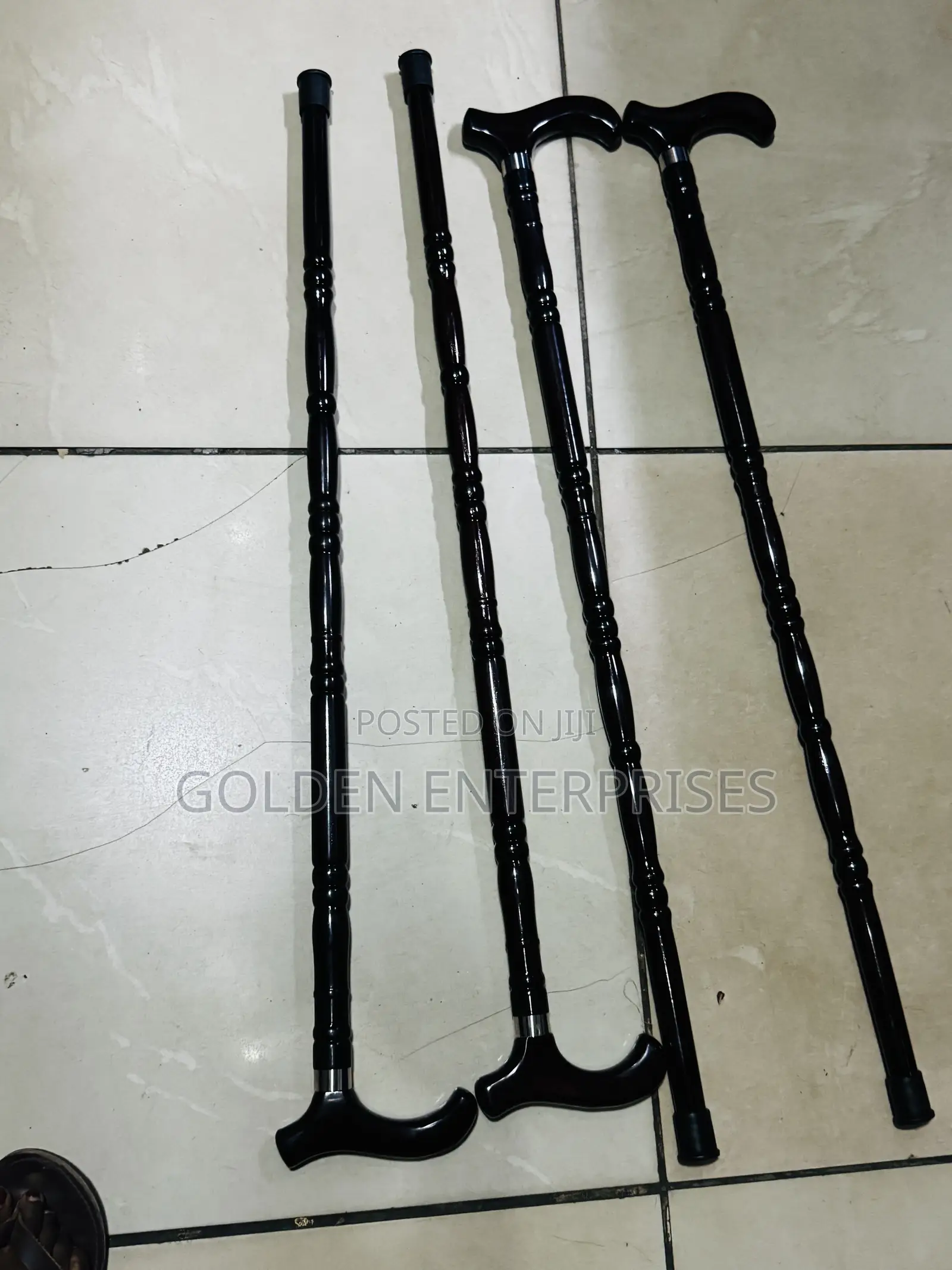Durable Black Wooden Support Walking Sticks