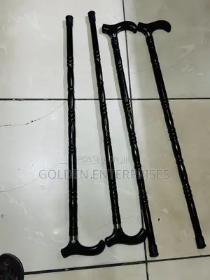 Durable Black Wooden Support Walking Sticks