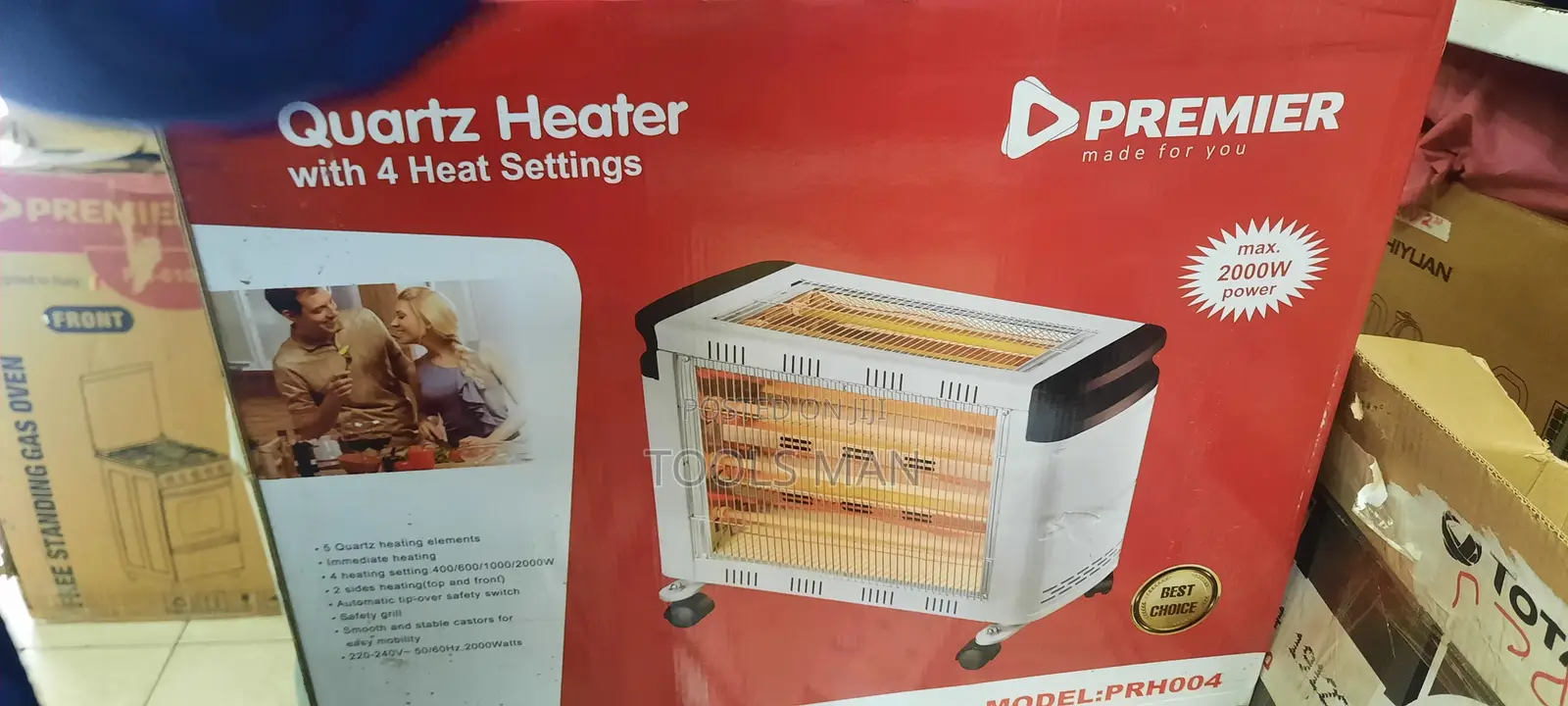 Premier Quartz Heater 2000W 4 Settings PRH004 Space Warmer