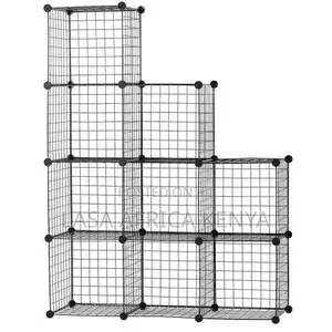 9-Cube Wire Metal Grid Bookcase Shelf Storage Cabinet