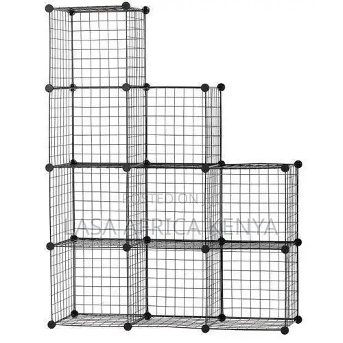 9-Cube Wire Metal Grid Bookcase Shelf Storage Cabinet