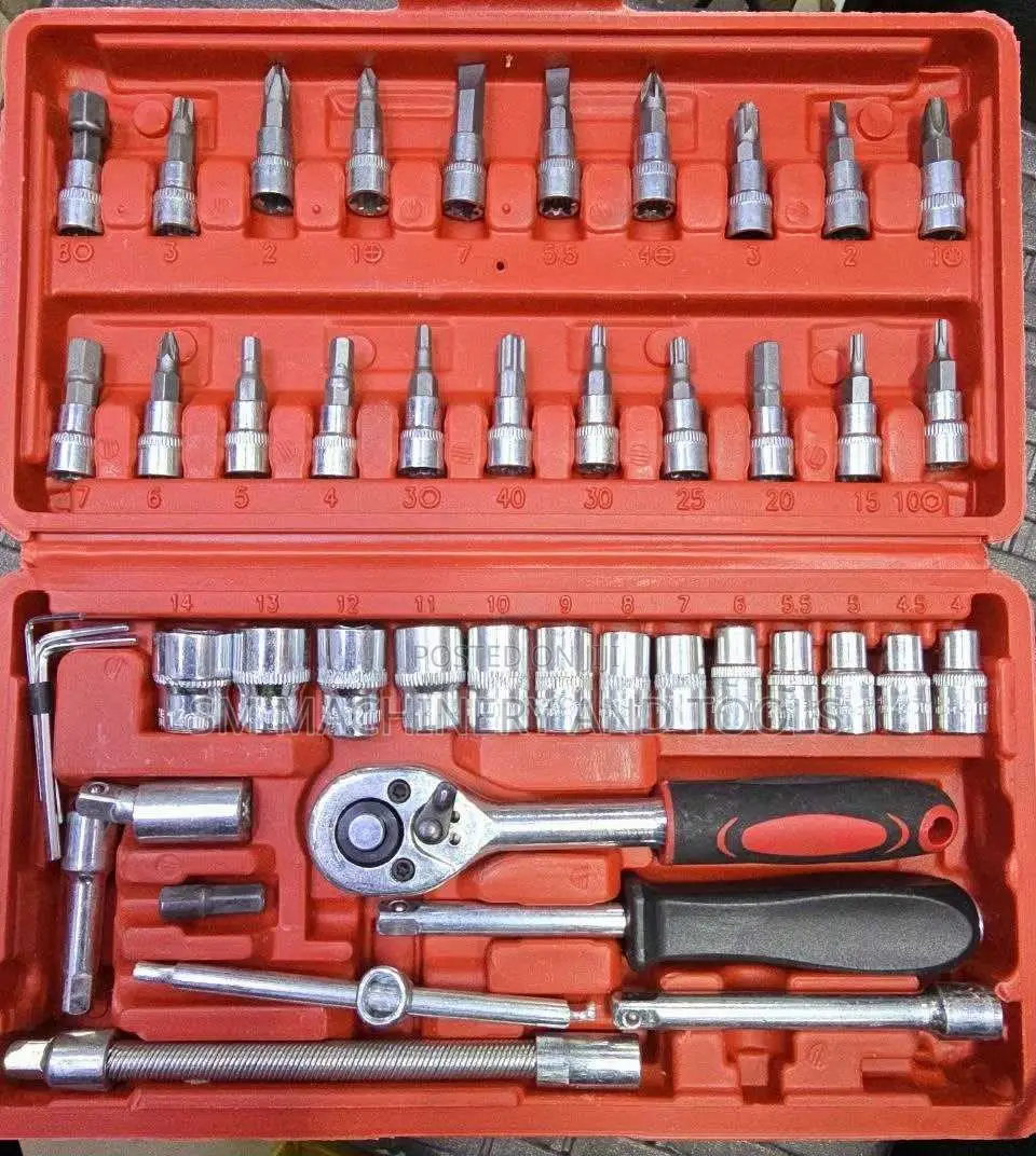 46-PC 1/4" Drive Socket Ratchet and Screwdriver Combination Tool Set.