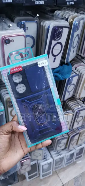 Blue Shockproof Armor Phone Case With a Sliding Camera OP A78 4G