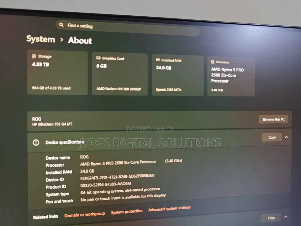 Desktop Computer HP 8GB AMD Ryzen 5 HDD 500GB