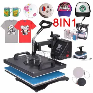 Semi Automatic 8 in 1 Heat Press Machines Combo