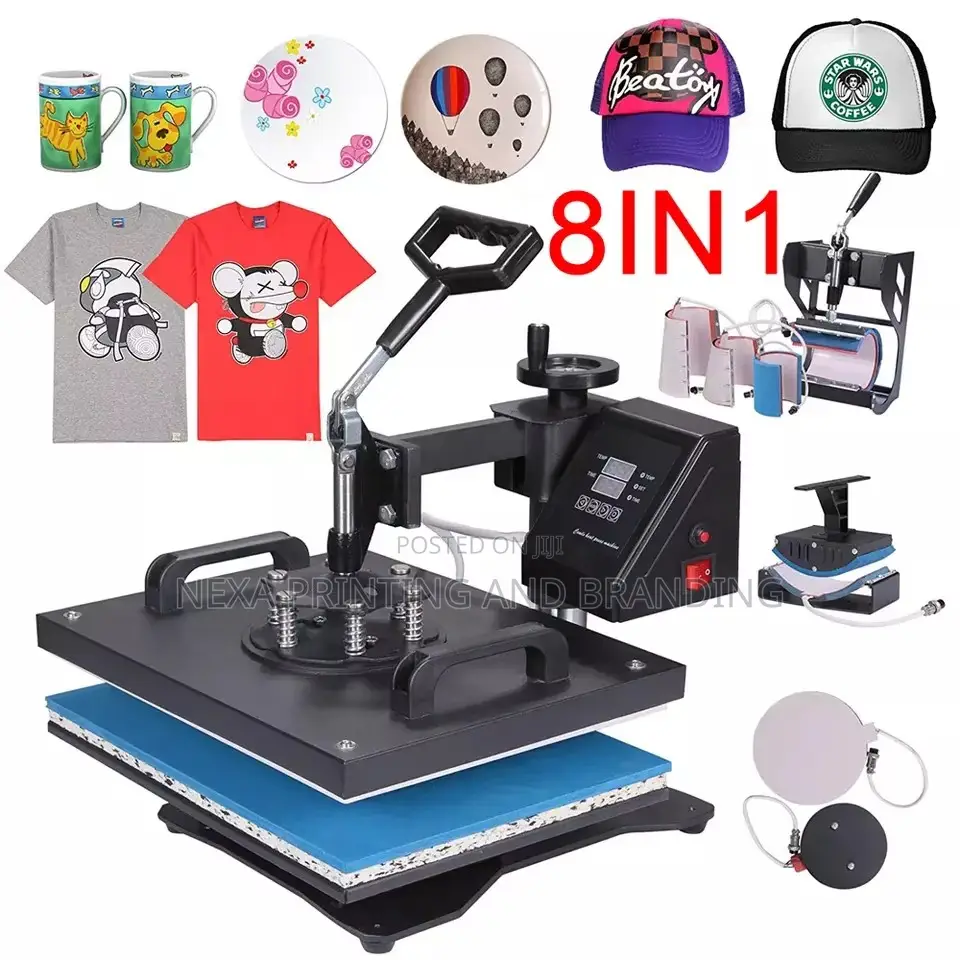 Semi Automatic 8 in 1 Heat Press Machines Combo