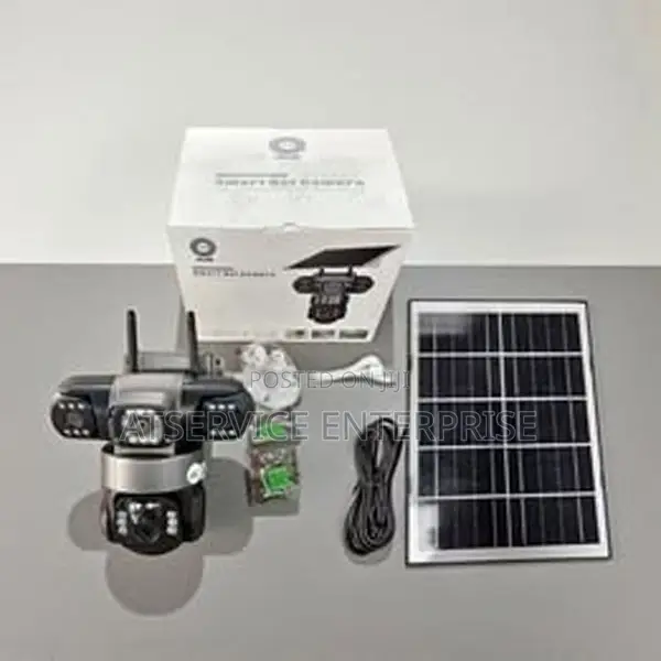 Secured 3 Lenses 3 Screen V380 Triple Lens 4g PTZ Solar Camera