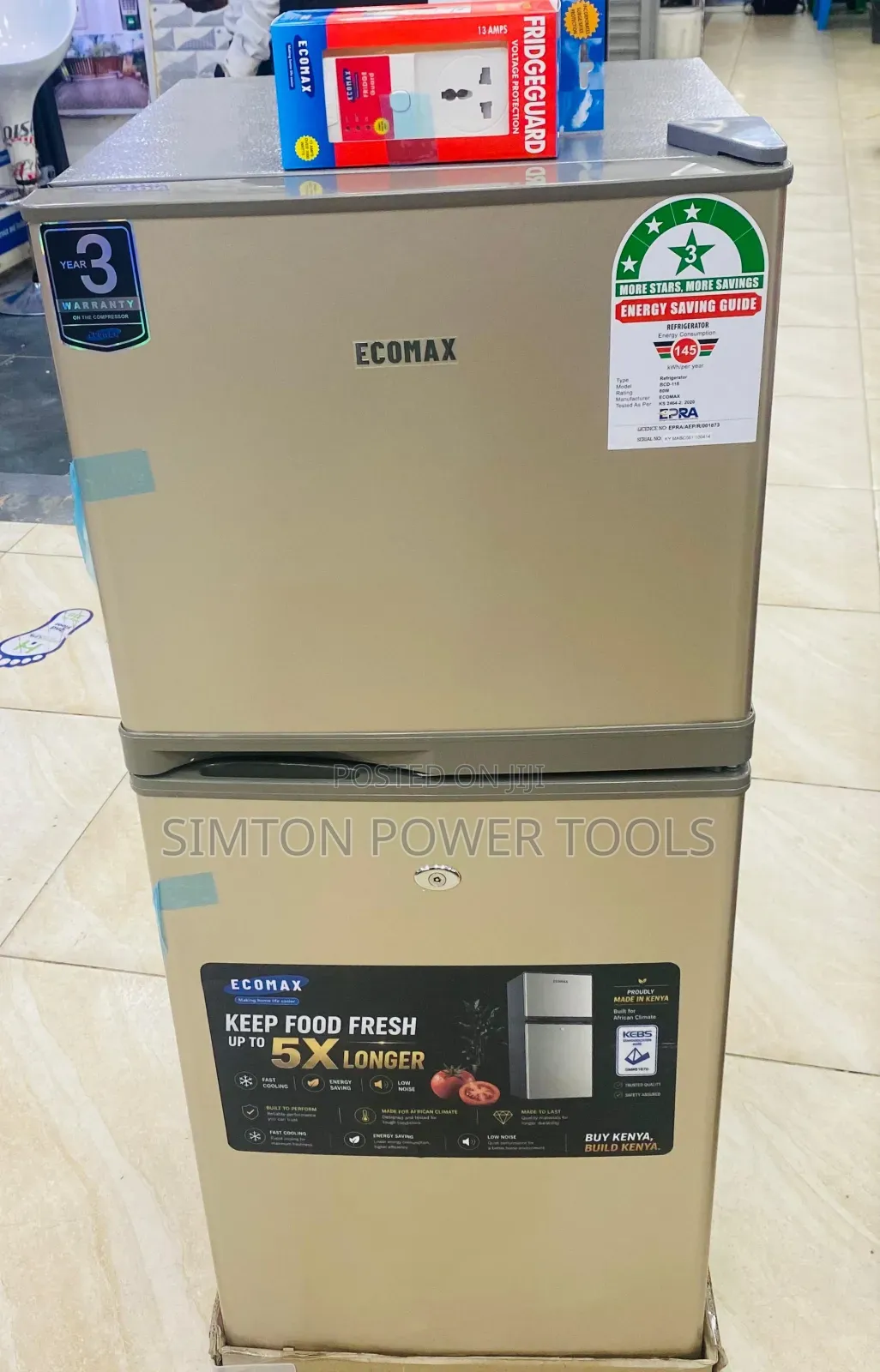 Ecomax 118L Double Door Refrigerator