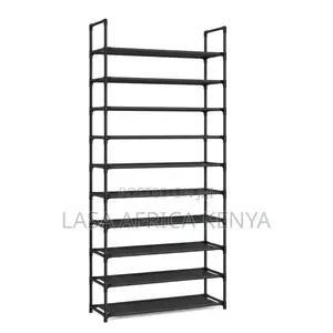 10 Tier Wide Shoe Rack Organizer Space Saving Storage - Black