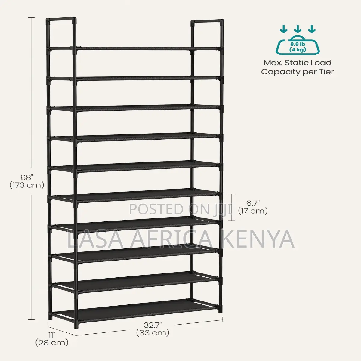 10 Tier Wide Shoe Rack Organizer Space Saving Storage - Black
