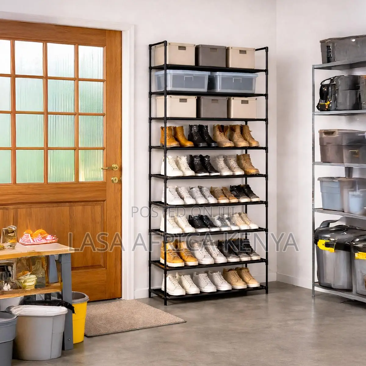 10 Tier Wide Shoe Rack Organizer Space Saving Storage - Black