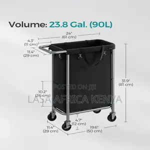 LASA Rolling Laundry Hamper With Wheels & Removable Liner