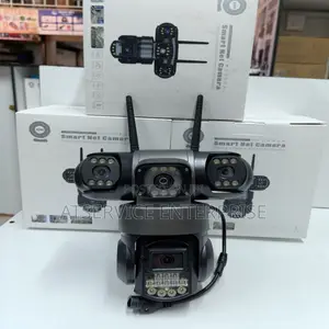 GenuineTriple Lens 4G PTZ Solar CCTV Camera With Three Screens