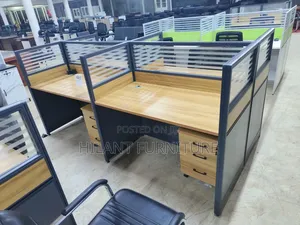 Premium Brown 4 People Working Station