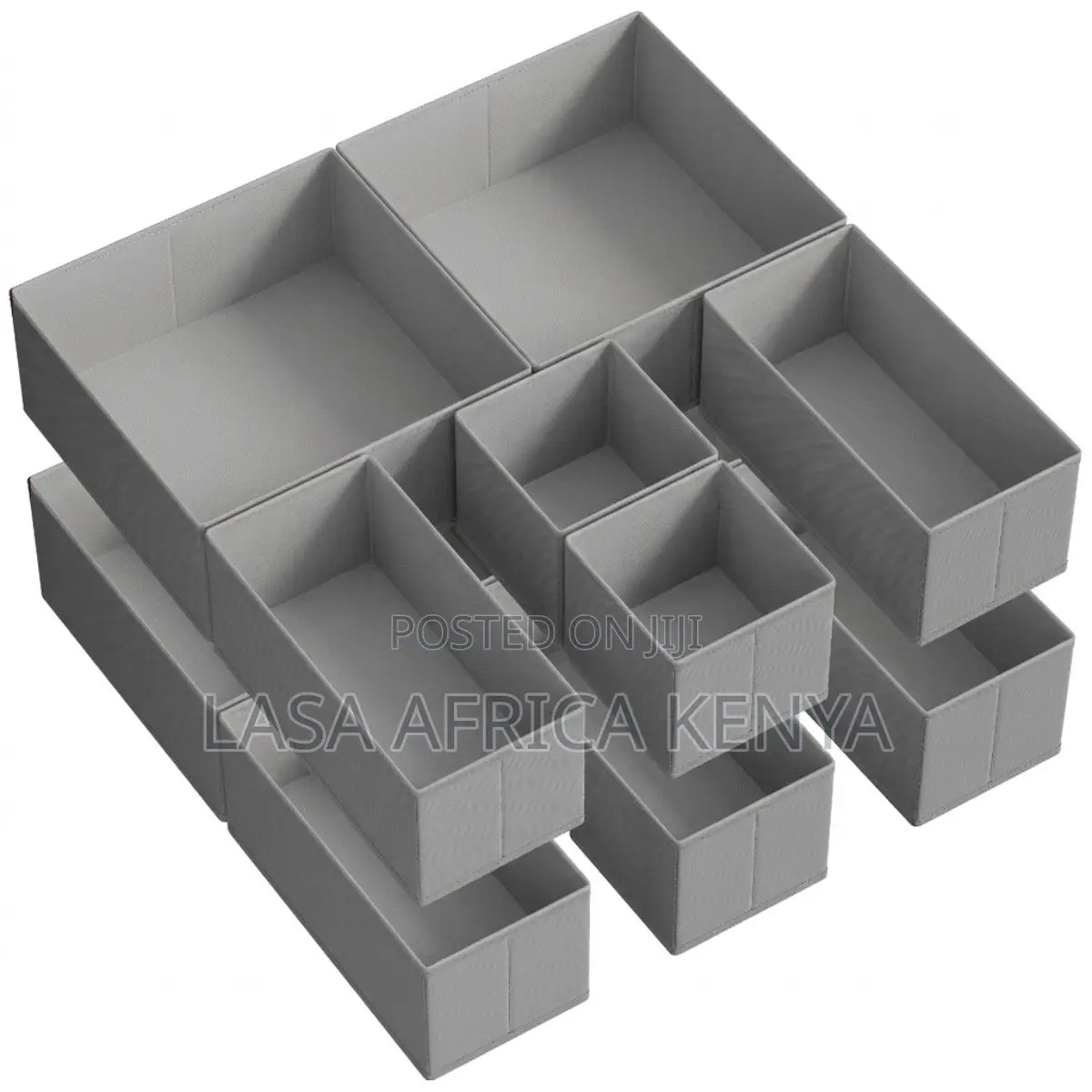 Drawer Organisers Set of 12 - Foldable Fabric Storage Boxes, Grey