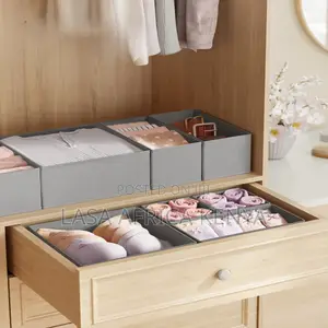 Drawer Organisers Set of 12 - Foldable Fabric Storage Boxes, Grey