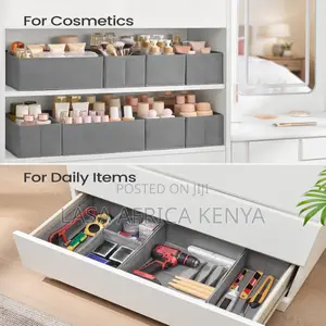 Drawer Organisers Set of 12 - Foldable Fabric Storage Boxes, Grey