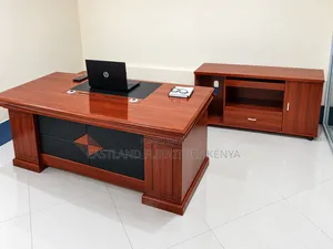 Premium Mahogany Executive Office Desk With Matching Credenza
