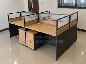 4 Way Office Workstation With Partitions – Staff Office Desk