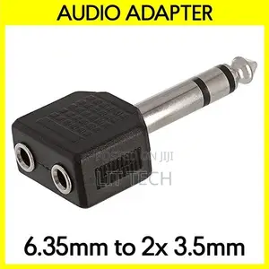6.35mm Stereo to 2 X 3.5mm Splitter 1/4" Plug to Dual 1/8" Adapter