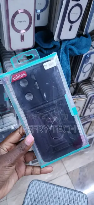 Rugged Black Case With Ring Stand and a Lens Cover for the Tecno Pop 8