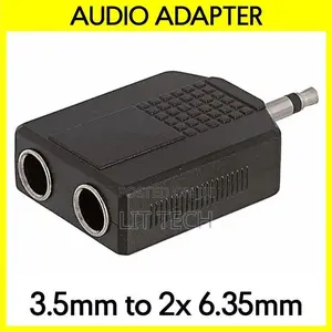 3.5mm Mono to 2x 6.35mm Splitter AUX 1/8" Plug to Dual 1/4" Jack