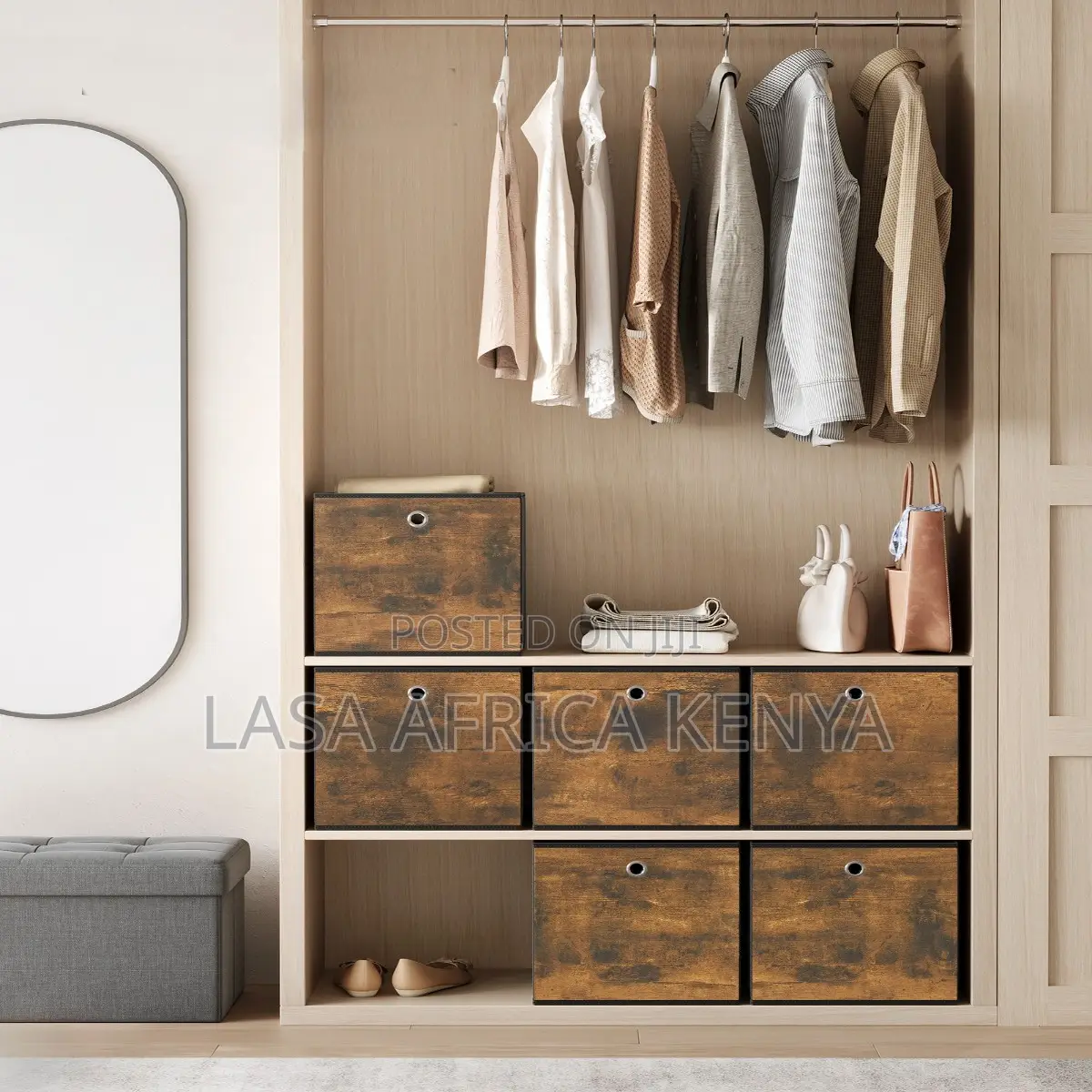 Storage Cubes Set of 6 - Rustic Brown