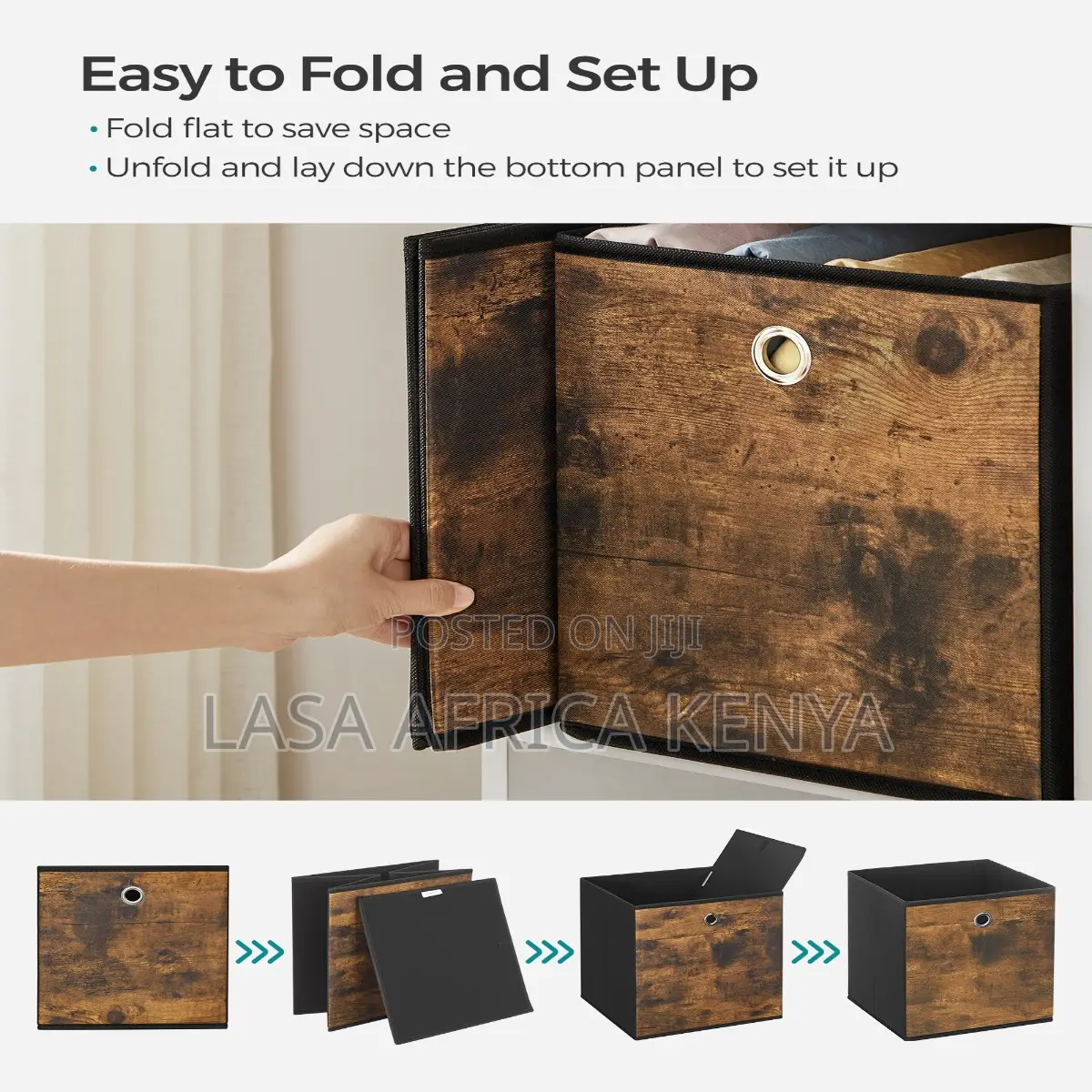 Storage Cubes Set of 6 - Rustic Brown