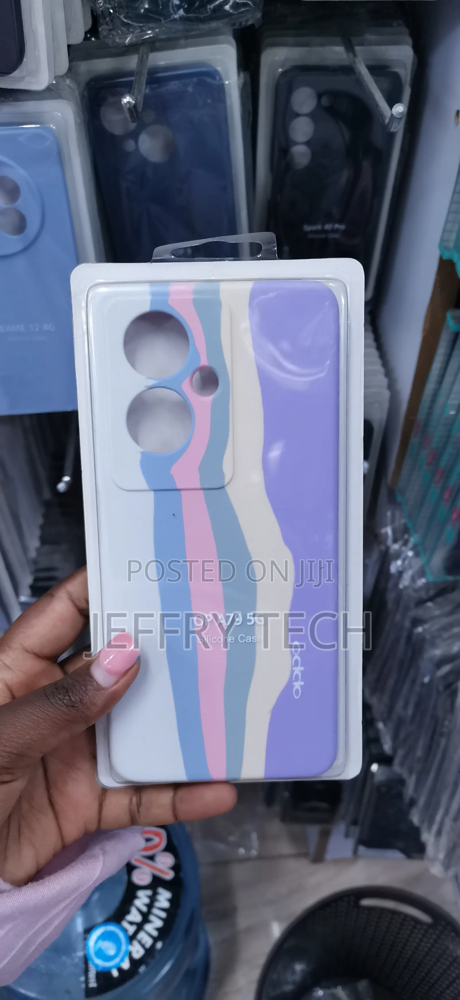Multicolored Wavy-Patterned Silicone Case Packaged for the Oppo A79